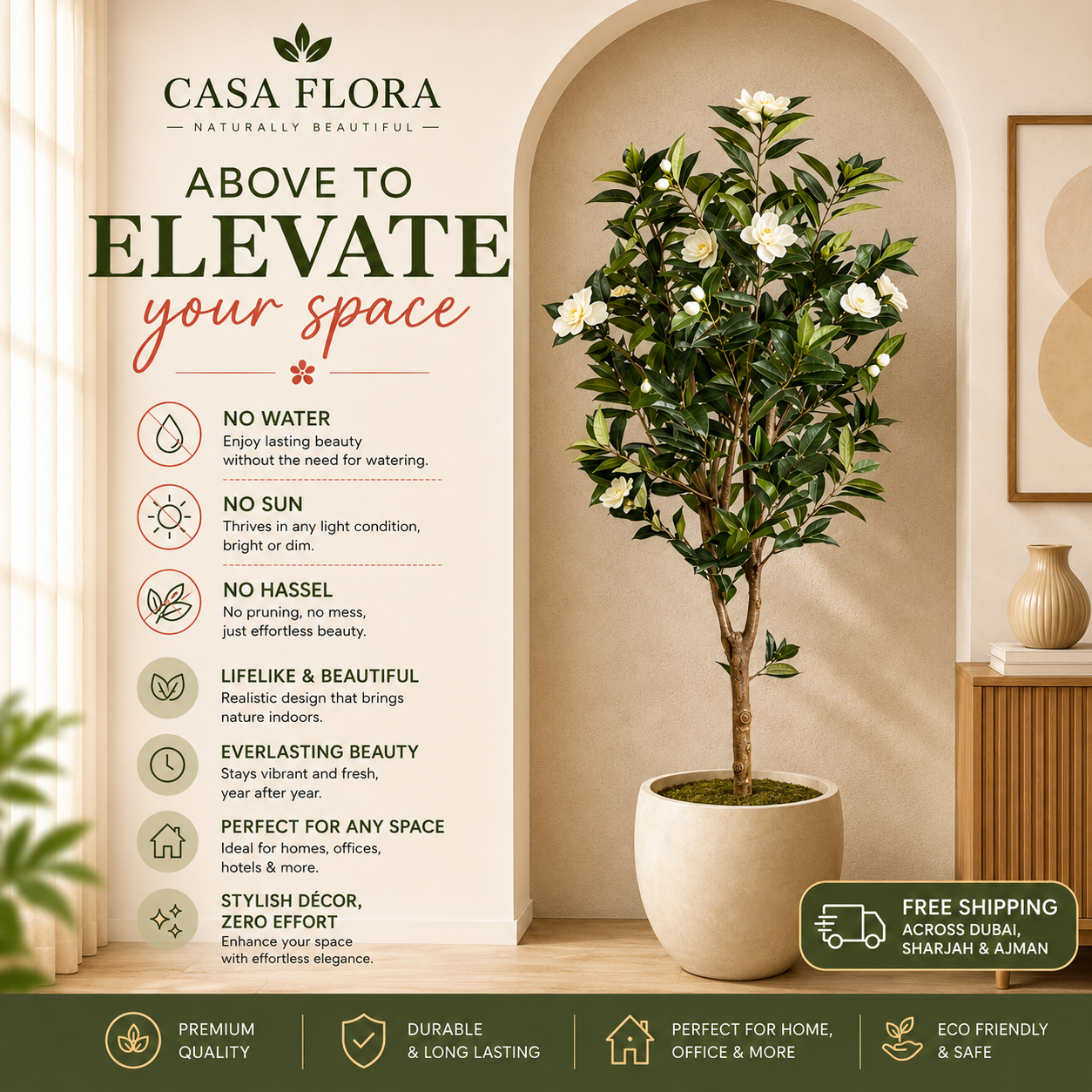 Artificial White Camellia Tree