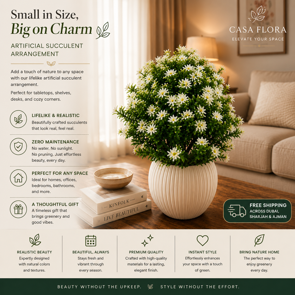 Artificial White Daisy Bush in Decorative Pot