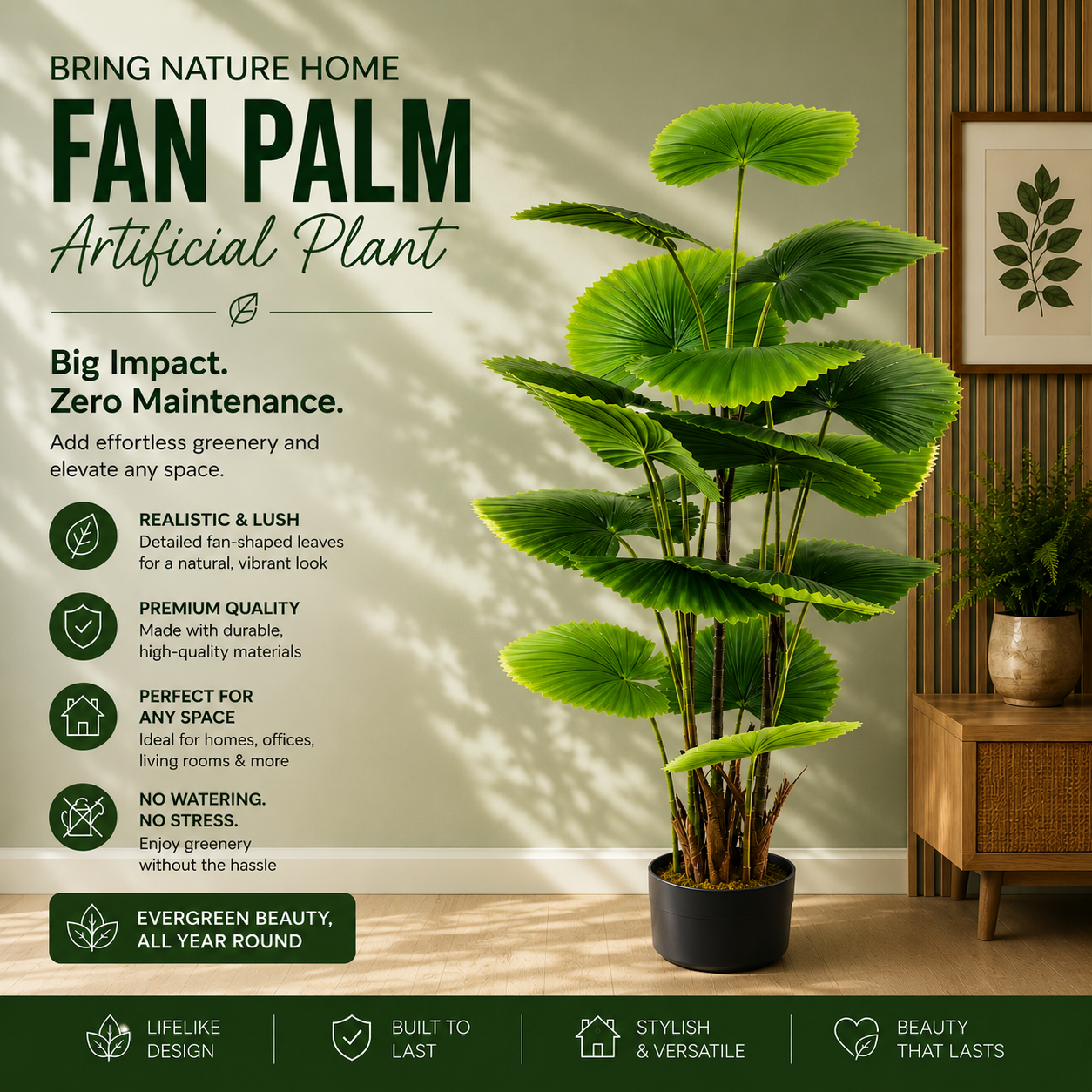 Artificial Fan Palm Plant.