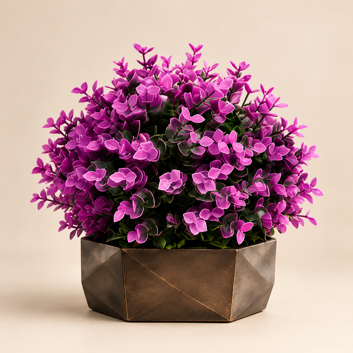 Realistic Faux Purple Floral Arrangement In Pot