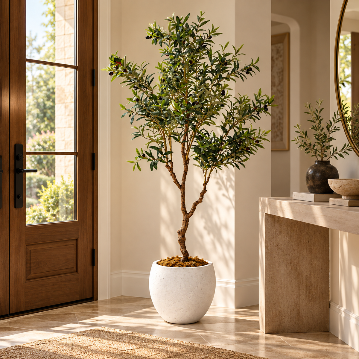 200cm Tuscan Olive Tree – Artificial Olive Tree with White Pot