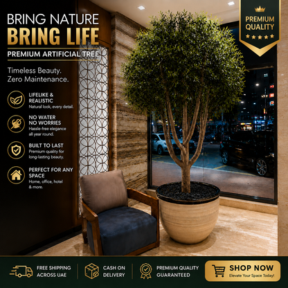 8ft Premium Artificial Olive Tree with Real Wooden Trunk | Casa Flora