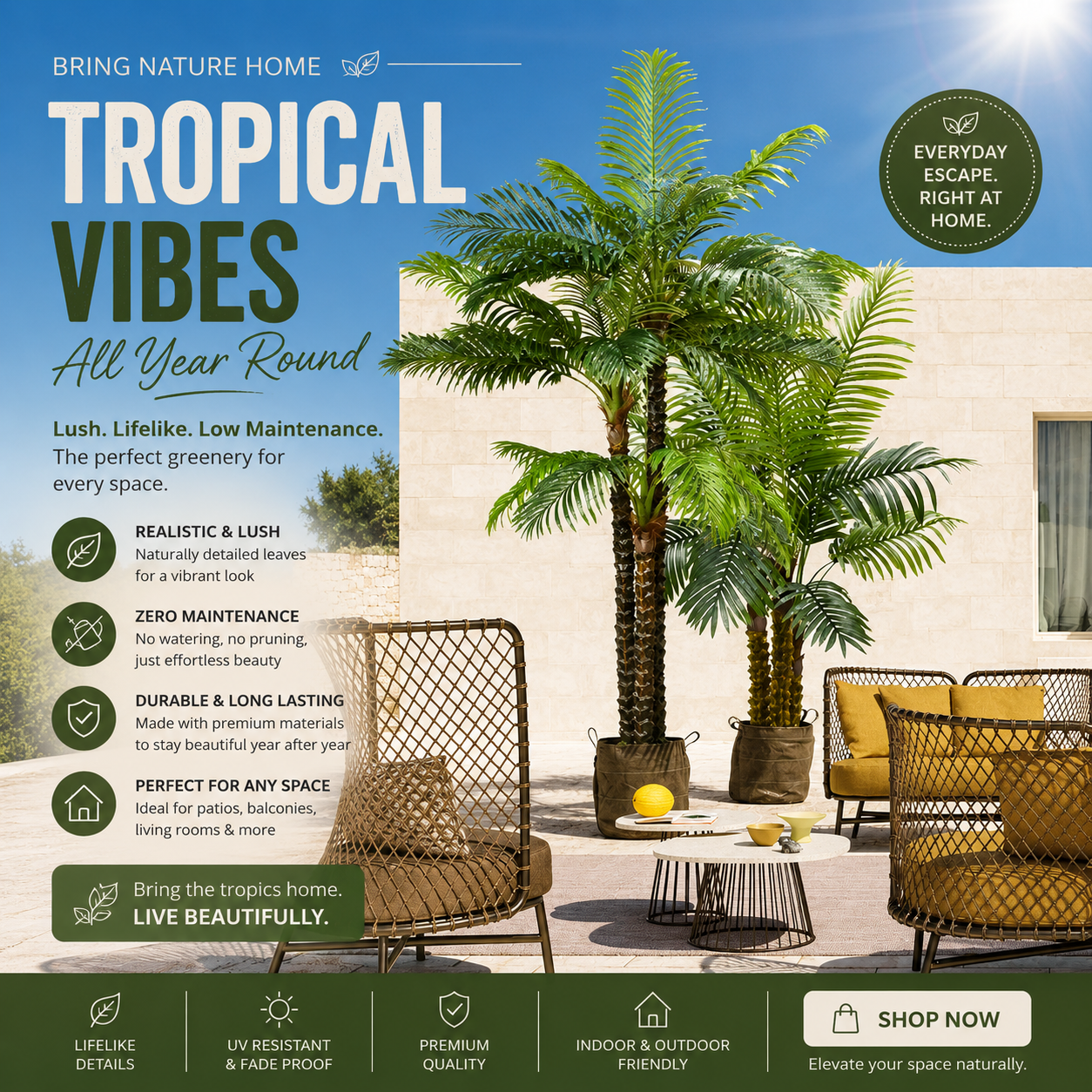 Artificial Phoenix Palm With Pot