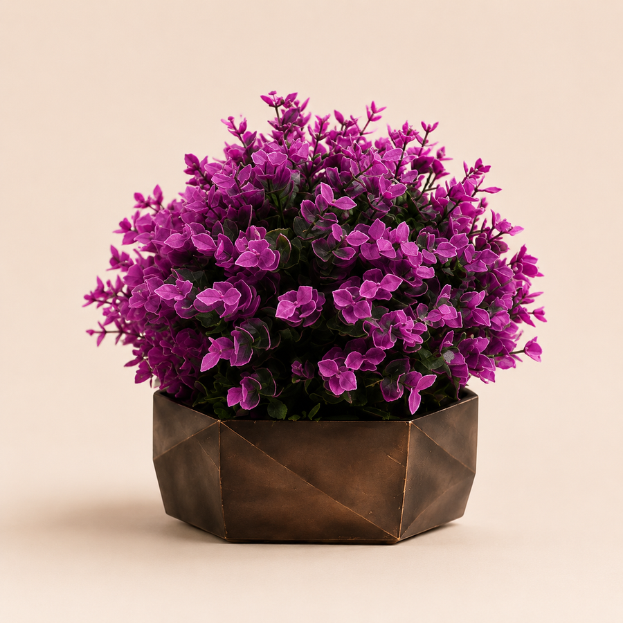 Realistic Faux Purple Floral Arrangement In Pot