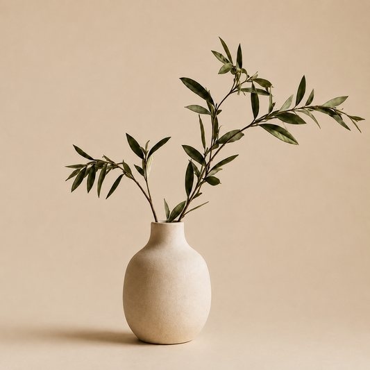 Artificial Olive Branch Arrangement in Ceramic Vase