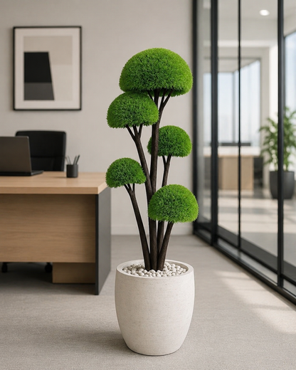 Artificial Half-Ball Tree Plant With Natural Wooden Trunk
