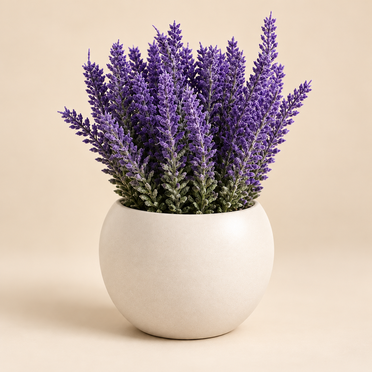 Artificial Lavender Plant in White Pot