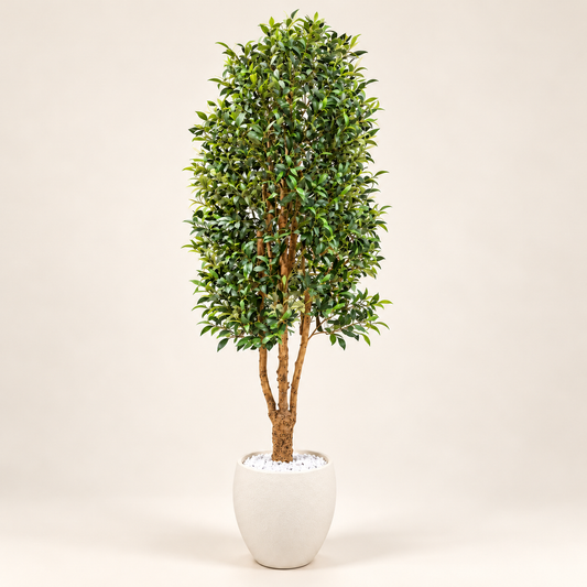 3M Tall Premium Artificial Olive Tree with Real Wooden Trunk, White Pot & Pebbles