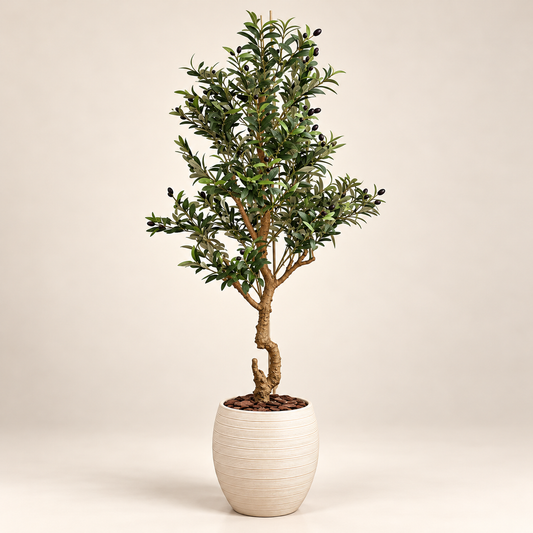 200cm Artificial Olive Tree with pot & wooden chips
