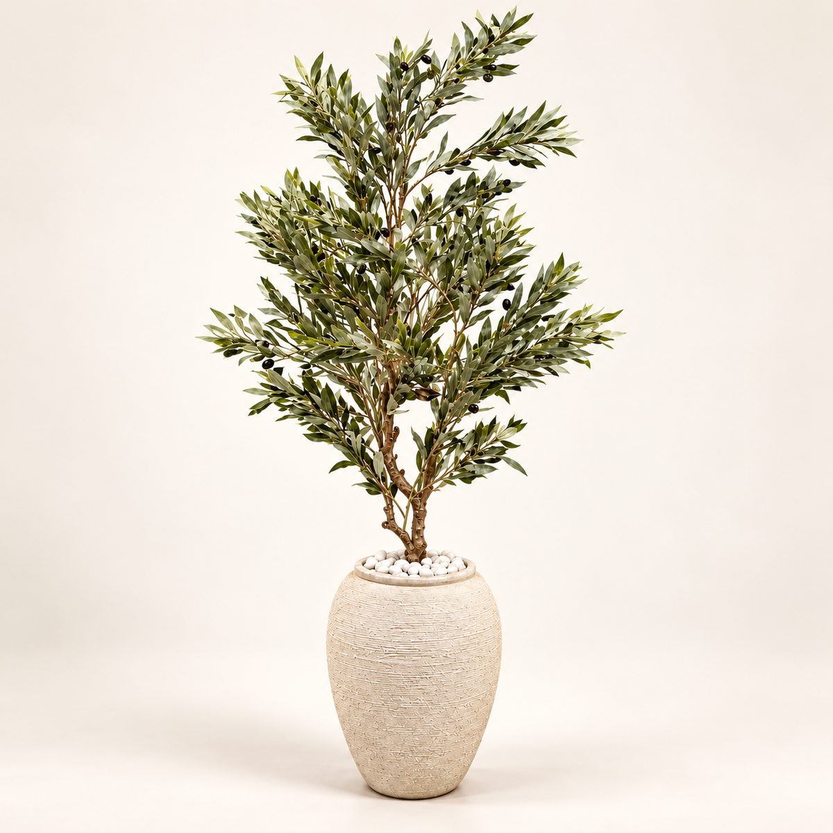 Premium Artificial Olive Tree with Oval Pot & Pebbles – 180/200cm
