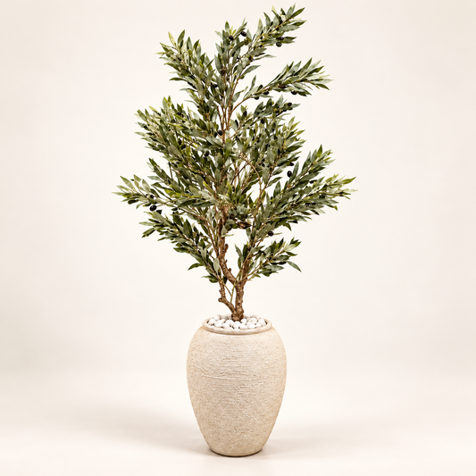 Premium Artificial Olive Tree with Oval Pot & Pebbles – 180/200cm