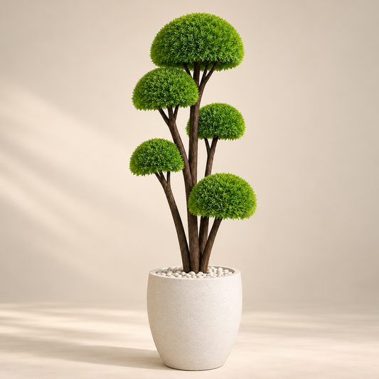 Artificial Half-Ball Tree Plant With Natural Wooden Trunk